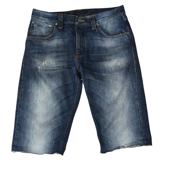 Nudie Jeans Co Denim Cut Off Shorts Made Italy W32 L32 100% Cotton Dark Wash Y2K - Picture 1 of 9